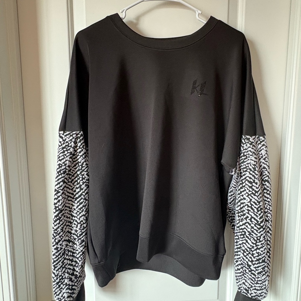 Karl Lagerfeld Black Sweater with Patterned Sleeves